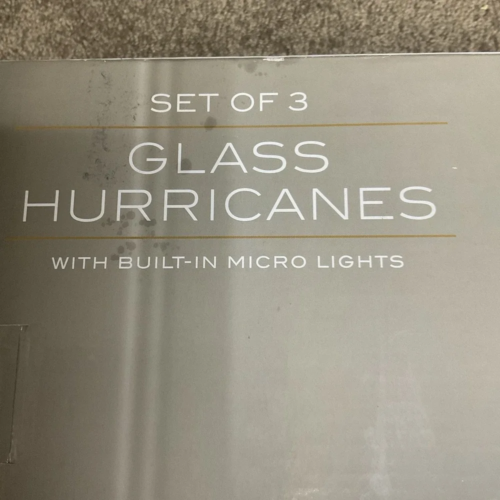 Romantic Glass Hurricanes Candles Set Of 3 Flameless LED Candle Light Lamp Decor
